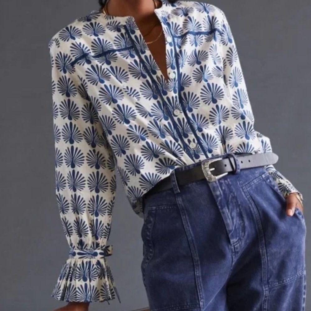 EUC Anthropologie Porridge Whimsy Button Down Blouse 2X